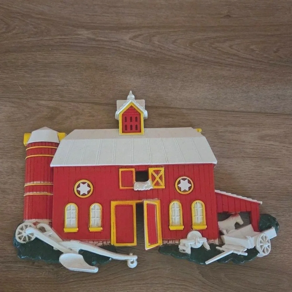 Vintage Homco Wall Decor Farmhouse Barn House Country Scene MCM Set‎ of 2